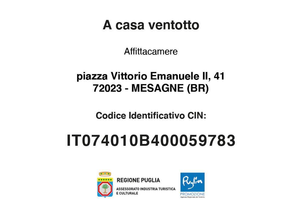 A Casa Ventotto Acomodação com café da manhã Mesagne Exterior foto